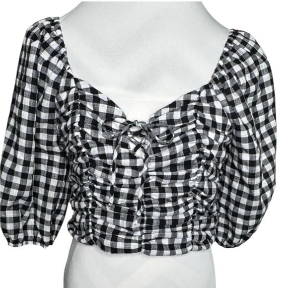 Kirious Los Angeles Black and White Womans Large Checkered Top - Picture 2 of 12